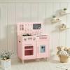 Arlopu Wooden Kids Play Kitchen Set with Blackboard, Realistic Lights & Sounds, Interactive Pretend Kitchen with Stove, Water Dispenser, 6 Pcs Cookware & Chalkboard Panel for Toddlers (Pink) view 1