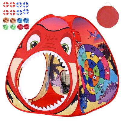 Dinosaurs Kid Play Tent +Bean Bag Toss Game Sets Pop up Tent Playhouse for Kid-3-in-1 Corn Hole Games for Kids Kid Cornhole Game with A Carry Bag