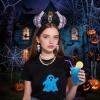 CANMIL Spooky Mouse Ears Headband, Halloween Mouse Ears with Bow, Cute Hair Beauty Accessories Decorations (Purple) view 2