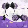 CANMIL Spooky Mouse Ears Headband, Halloween Mouse Ears with Bow, Cute Hair Beauty Accessories Decorations (Purple) view 3