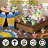 CroBlissful 100 Sets Little Jesus Figures Glow in The Dark with Let Your Light Shine Cards Bulk Easter Basket Stuffers Luminous Mini Jesus Easter Egg Fillers to Hide and Seek (Open Arms;Lantern Card) view 3