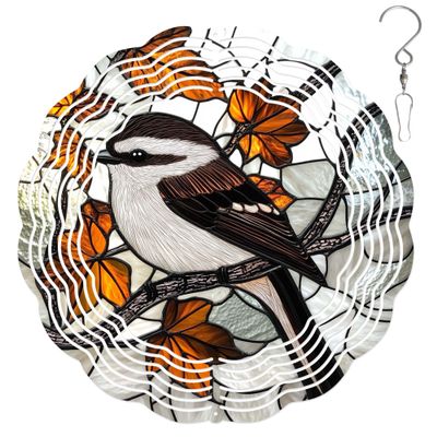 10-Inch Metal Wind Spinner Long-Tailed Tit 3D Bushtit Bird Wind Spinner, Unique Metal Hanging Kinetic Wind Sculpture Ornament Yard Art Garden Patio Lawn Indoor Outdoor Decor (1)