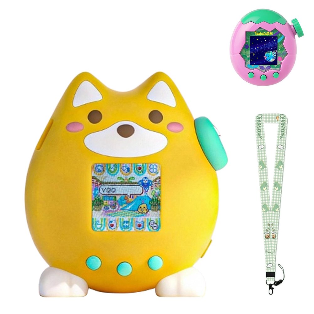 for Tamagotchi Paradise Case,Cute Standing Dog Silicone Protective Cover for Tamagotchi Paradise Electronic Pet,Waterproof Washable Shockproof Anti-Drop 360Full Protection,Puppy Style(Yellow)