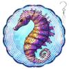10-Inch Metal Wind Spinner Purple-and-Gold Seahorse 3D Marine Life Wind Spinner, Unique Metal Hanging Kinetic Wind Sculpture Ornament Yard Art Garden Patio Lawn Indoor Outdoor Decor view 1