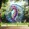 10-Inch Metal Wind Spinner Purple-and-Gold Seahorse 3D Marine Life Wind Spinner, Unique Metal Hanging Kinetic Wind Sculpture Ornament Yard Art Garden Patio Lawn Indoor Outdoor Decor view 4