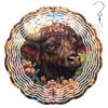 10-Inch Metal Wind Spinner Highland Cow with Flowers 3D Animal Wind Spinner, Unique Metal Hanging Kinetic Wind Sculpture Ornament Gifts for Women Yard Art Garden Patio Lawn Indoor Outdoor Decor view 1