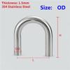 1piece 304 Stainless Steel U Shaped Pipe Silver, 180 Degrees Elbow Pipe Thickness 1.5mm for Exhaust Systems(19mm) view 4