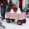 Heavy Duty Steel Wooden Garden Utility Wagon with 10 All-Terrain Air Tires, Heavy-Duty Toy Hauling Cart with Foldable Handle, Kids Outdoor Play Wagon & Yard Tool Carrier (Pink) view 3