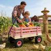 Heavy Duty Steel Wooden Garden Utility Wagon with 10 All-Terrain Air Tires, Heavy-Duty Toy Hauling Cart with Foldable Handle, Kids Outdoor Play Wagon & Yard Tool Carrier (Pink) view 4