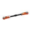 4140 Carbon Steel + Aluminum 7075-T6 Alloy Servo Steering Link for Vanquish 1:10 H10 Optic Kit/Yokohama RTR/Sparco RTR Rock Crawler Upgrades - Orange view 1