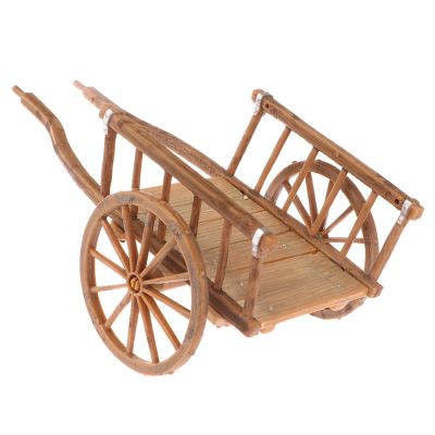 1. Vintage 1/12 Farm Cart with Functional Miniature Decor for Harvest Scene Displays Miniature Dollhouses Accessories