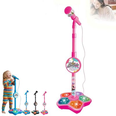 XDGJTBFMY Kids Microphone with Stand, 2026 New Kid Karaoke Machine for Girls, Toddler Microphones, Karaoke Machine Microphone Toys with Adjustable Stand & LED Lights, for Girls Boys (Pink)