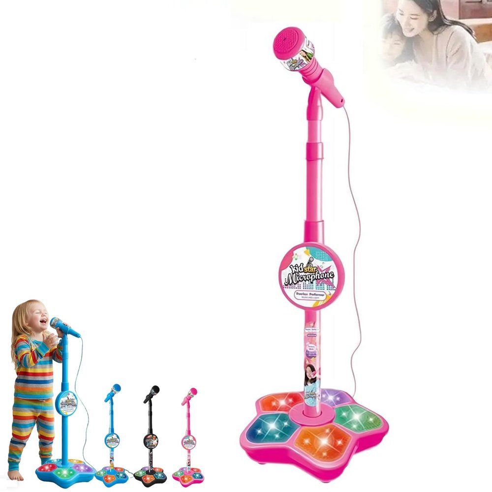 XDGJTBFMY Kids Microphone with Stand, 2026 New Kid Karaoke Machine for Girls, Toddler Microphones, Karaoke Machine Microphone Toys with Adjustable Stand & LED Lights, for Girls Boys (Pink)