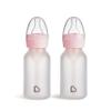 Munchkin Bond Silicone Coated Glass Baby Bottles - Anti-Colic Feeding System with Natural Feel Nipples, 4 Ounce, 2 Pack, Pink view 1