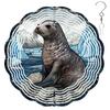 10-Inch Metal Wind Spinner Seal in ICY Land 3D Animal Wind Spinner, Unique Metal Hanging Kinetic Wind Sculpture Ornament Gifts for Women Yard Art Garden Patio Lawn Indoor Outdoor Decor view 1