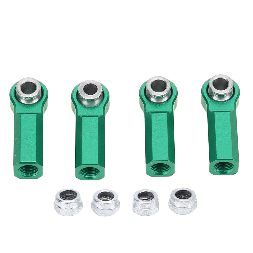 4 Pcs RC Link Rod End M4 Thread CW 7mm Ball Joint Head, High Strength Alloy RC Ball Joint Head, 7.0mm Diameter RC Linkage Rod End for 1/10 Model Car, Plug and Play with Standard M4 (Green)