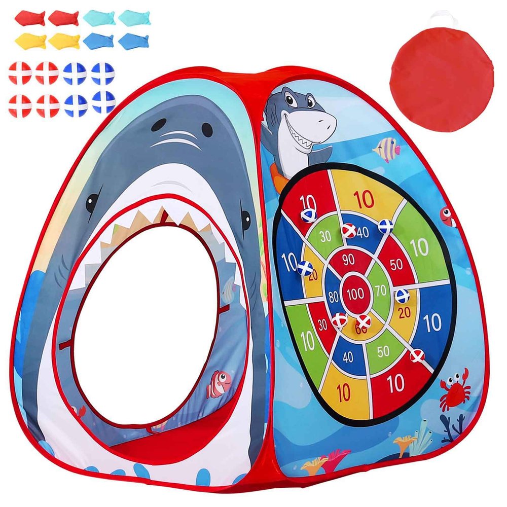 Dinosaurs Kid Play Tent +Bean Bag Toss Game Sets Pop up Tent Playhouse for Kid-3-in-1 Corn Hole Games for Kids Kid Cornhole Game with A Carry Bag