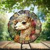 10-Inch Metal Wind Spinner Alpaca Surrounded by Flowers 3D Wildlife Wind Spinner, Unique Metal Hanging Kinetic Wind Sculpture Ornament Gifts for Women Yard Art Garden Patio Lawn Indoor Outdoor Decor view 2