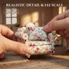 1:12 Scale Miniature Wooden Floral Pattern Single Seater Sofa for Barbie Dollhouse Decoration and Playset view 3