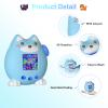 for Tamagotchi Paradise Cartoon Dog Soft Silicone Case with Flower Series Lanyard,360-degree Full Protective Case Cover with Tamagotchi Paradise, Scratch Shock ProtectionBlue view 3