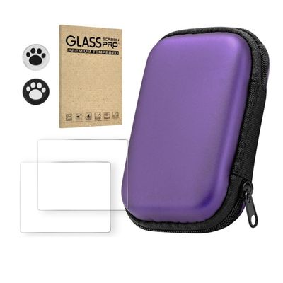 2 Protective Film+Storage Bag+2 Keycaps Set for R36S/R35S/RGB20S Game Console Anti-Scratches Shockproof Bruises-Resistant Drop-Proof Anti-Damage Protector Accessories (2Pcs+Purple)
