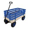 Heavy Duty Steel Wooden Garden Utility Wagon with 10 All-Terrain Air Tires, Heavy-Duty Toy Hauling Cart with Foldable Handle, Kids Outdoor Play Wagon & Yard Tool Carrier (Blue) view 1