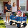 Heavy Duty Steel Wooden Garden Utility Wagon with 10 All-Terrain Air Tires, Heavy-Duty Toy Hauling Cart with Foldable Handle, Kids Outdoor Play Wagon & Yard Tool Carrier (Blue) view 3