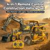 4-in-1Rc Construction Vehicles Set, 2.4GHz Heavy Remote Control Excavator,Remote Control Construction Toys, Excavator,Dump Truck, Bulldozer,Loader Equipment with LED Lights & Real Sound (C-1) view 3