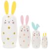Kisangel Four-Layer Bunny Design Wood Nesting Dolls Set, Russian Wooden Nesting Doll for Easter Party Decor, Children Plaything, and Home Decoration view 1