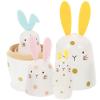 Kisangel Four-Layer Bunny Design Wood Nesting Dolls Set, Russian Wooden Nesting Doll for Easter Party Decor, Children Plaything, and Home Decoration view 3