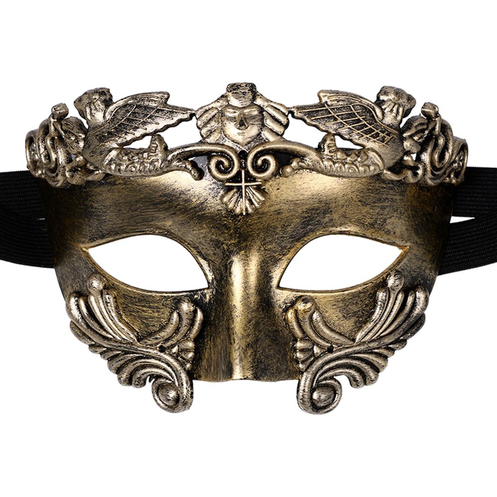 AMWYODK Men's masquerade black masks Venice masks are used for Halloween masks, carnival masks, and Easter parties.(gold)