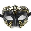 AMWYODK Men's masquerade black masks Venice masks are used for Halloween masks, carnival masks, and Easter parties.(Black and Gold) view 1