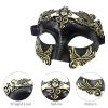 AMWYODK Men's masquerade black masks Venice masks are used for Halloween masks, carnival masks, and Easter parties.(Black and Gold) view 3