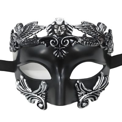 AMWYODK Men's masquerade black masks Venice masks are used for Halloween masks, carnival masks, and Easter parties. (Black and silver)
