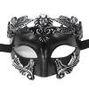AMWYODK Men's masquerade black masks Venice masks are used for Halloween masks, carnival masks, and Easter parties. (Black and silver) view 1