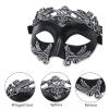AMWYODK Men's masquerade black masks Venice masks are used for Halloween masks, carnival masks, and Easter parties. (Black and silver) view 3