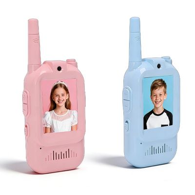 YUEHISY Kids Video Intercom, Rechargeable Handheld Walkie Talkies with HD Video Call & Fun Voice Changer, for Outdoor Adventure, Home Play, Camping (2 Pack)