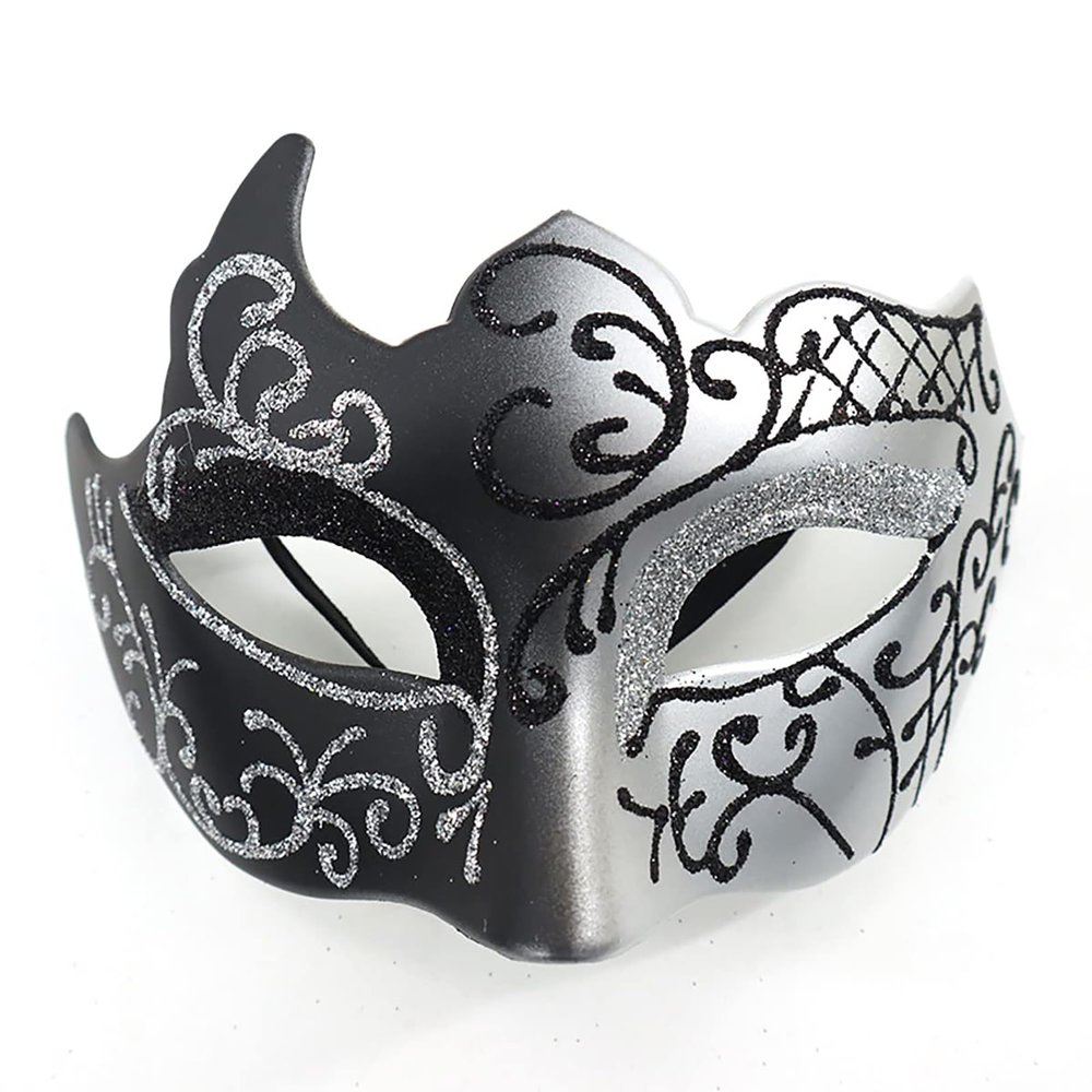 AMWYODK Suitable for couple masquerade ball, Venetian mask, Halloween, carnival, party, ball, club costume mask. (Silver)