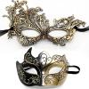 AMWYODK 2 Pack Couple masquerade mask set, masquerade mask men Venetian mask, thickened lace mask, Halloween, carnival, carnival mask (GOLD) view 1