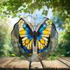 10-Inch Metal Wind Spinner Butterfly with Blue-and-Yellow Wings 3D Insect Wind Spinner, Unique Metal Hanging Kinetic Wind Sculpture Ornament Yard Art Garden Patio Lawn Indoor Outdoor Decor view 2
