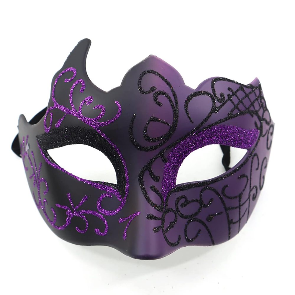 AMWYODK Suitable for couple masquerade ball, Venetian mask, Halloween, carnival, party, ball, club costume mask. (Purple)