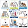 9-in-1 Pikler Triangle Set, HDPE PP Plastic Durable 1-8 Toddler Climbing Toys Indoor with Arch, Ramp, Ladder & Slide, Indoor Montessori Toddler Playground Jungle Gym Playset for Toddlers, White view 3