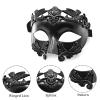 AMWYODK Men's masquerade black masks Venice masks are used for Halloween masks, carnival masks, and Easter parties. (black) view 3
