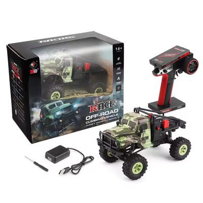 1:18 Scale RC Rock Crawler, 2.4GHz 4WD High Torque Remote Control Off-Road Truck with LED Lights, 7.4V Rechargeable All-Terrain Climbing Vehicle for Adult Hobbyists