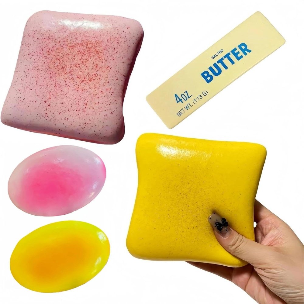 5-Pack Food Squishies Set - Slow Rising Squishy Toys, Cheese & Bread Butter Squishy, Sensory Stress Relief Squeeze Toys, Cute Desk Fidget Toy Gift