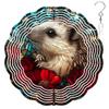 10-Inch Metal Wind Spinner Hedgehog in Red Flowers 3D Wildlife Wind Spinner, Unique Metal Hanging Kinetic Wind Sculpture Ornament Gifts for Animal LoversGarden Patio Lawn Indoor Outdoor Decor view 1