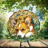 10-Inch Metal Wind Spinner Corgi with Yellow Osmanthus 3D Dog Wind Spinner, Unique Metal Hanging Kinetic Wind Sculpture Ornament Gifts for Pet Lovers Yard Art Garden Patio Lawn Indoor Outdoor Decor view 2