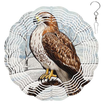 10-Inch Metal Wind Spinner Red-Tailed Hawk 3D Raptor Wind Spinner, Unique Metal Hanging Kinetic Wind Sculpture Ornament Gift for Bird Lovers Yard Art Garden Patio Lawn Indoor Outdoor Decor (2)