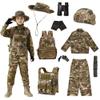 Aandgcg Army Costume for Boys, Kids Military Costume, Soldier DressUp with Accessories for Halloween Roleplay (CP- camouflage, size/7-8) view 1