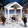 Anveffeg Large Outdoor Wooden Playhouse for Kids Ages 2-8 Waterproof White Playhouse with Built-in Bench & Door 52" x44 Backyard Play House for Toddlers Children view 1